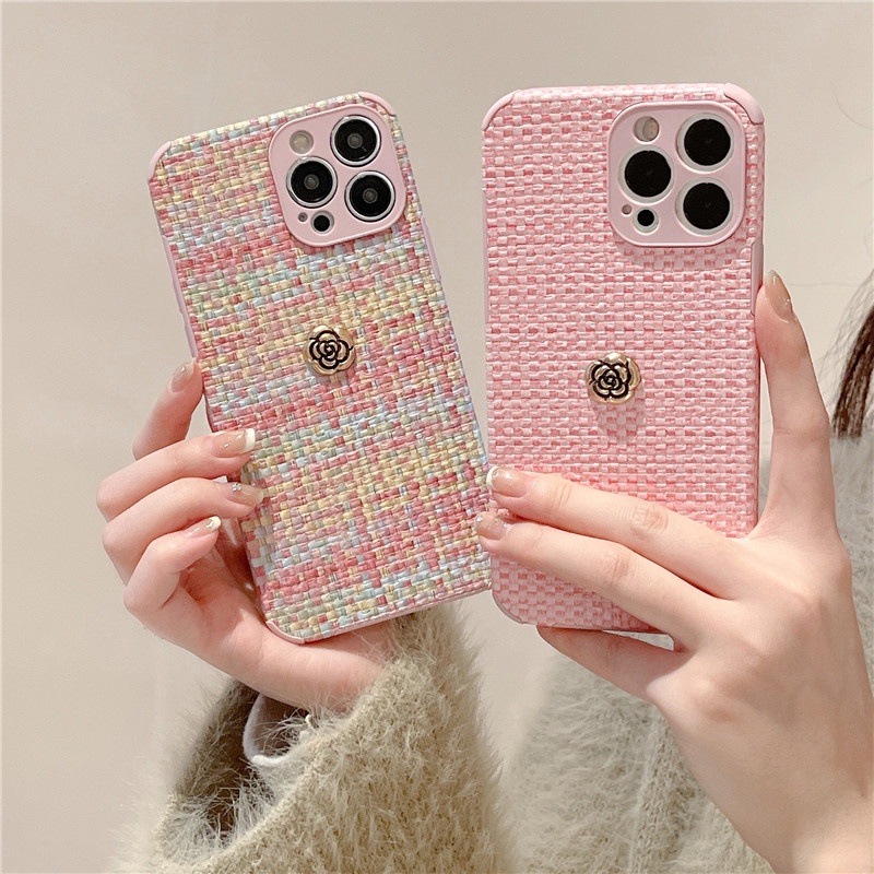 Ốp Điện Thoại Dẻo Họa Tiết Hoa / Kẻ Sọc Có Khung Bảo Vệ Camera Sang Trọng Cho IPhone 14 13 12 11 Pro X XR XS Max 7 8 Plus SE