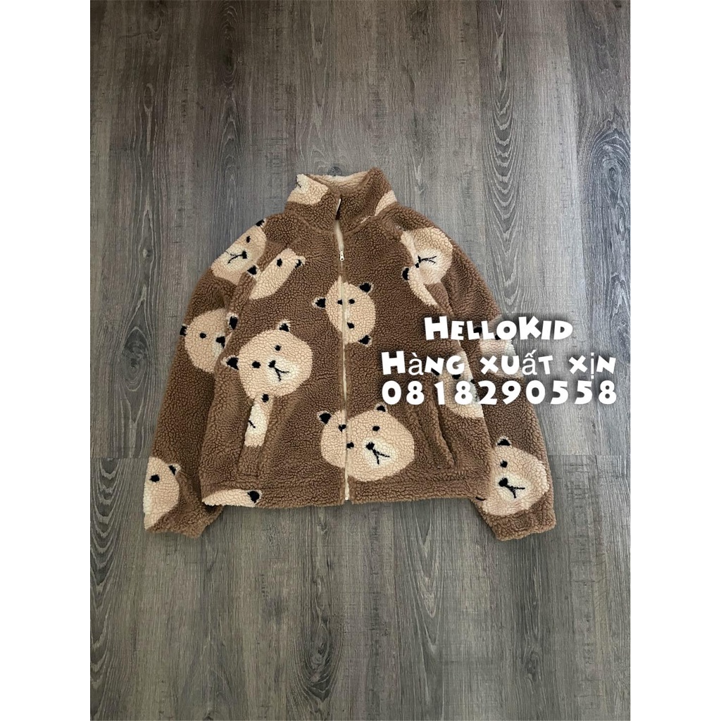 A855 - Áo lông cừu OVERSIZE hoạ tiết gấu nâu CUTE (45-55kg)