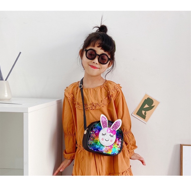 Túi đeo chéo cho bé gái cute hình thỏ, túi da hình thỏ cho bé đựng lixi tết