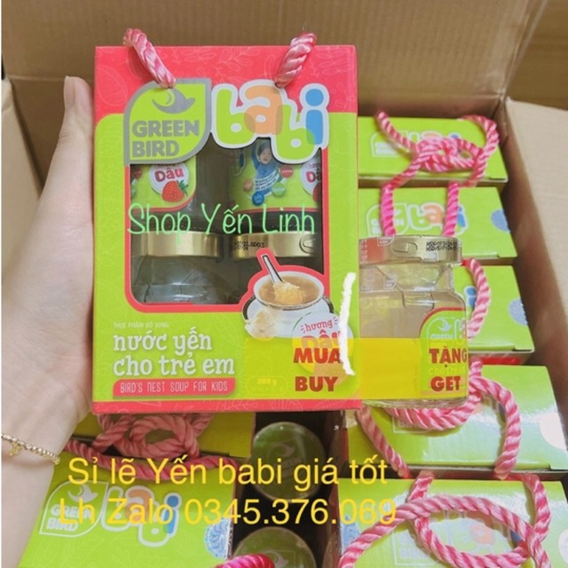 Yến sào trẻ em hương dâu - Yến Green Babi lốc 4 hũ tặng 1 (5 hũ 72g)