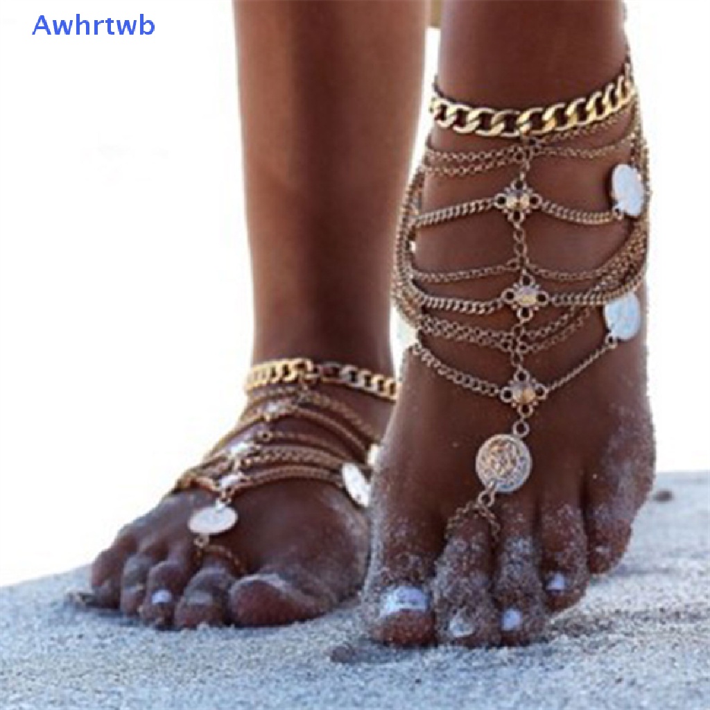 Lắc Chân Đính Đồng Xu Tua Rua Thời Trang Mùa Hè Cho Nữ Mới