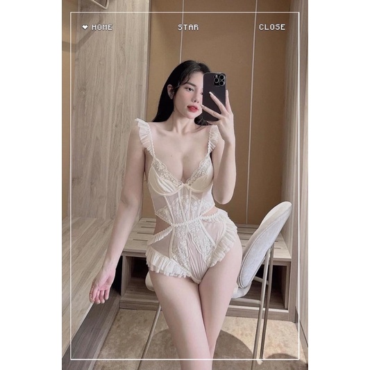 ♥️Hàng QC♥️Bodysuit phối ren, ngọng ngực sexy quyến rũ_THANHHIEN997_ren cao cấp 599.