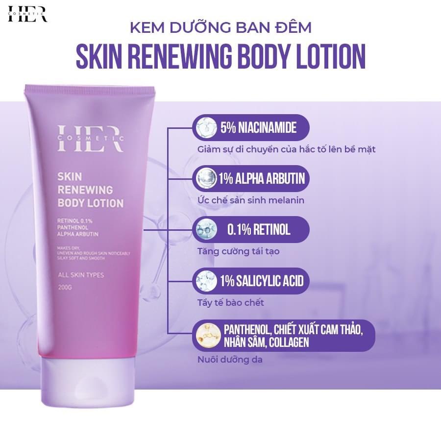Kem Body Dưỡng Trắng Dưỡng Ẩm Da HERCOSMETIC, Treatment, Retinol, Skin Renewing Body, Căng Bóng Xoá Thâm, Chống Lão Hoá