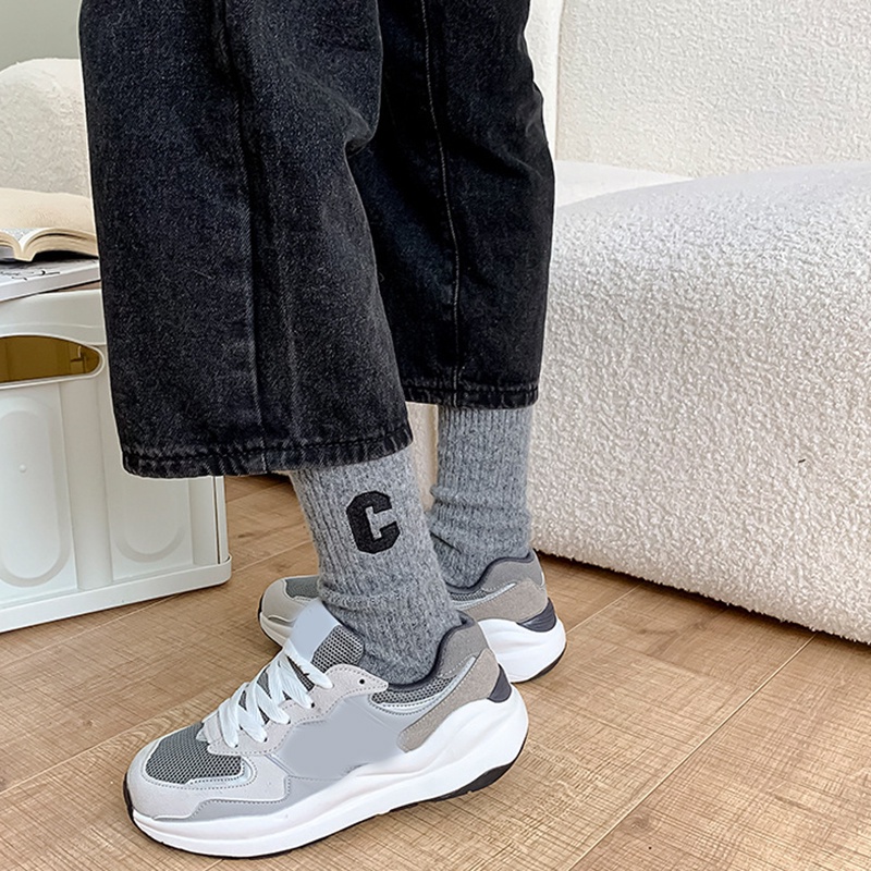 C Đôi Vớ Dày Ấm Áp Mùa Xuân Thu In Chữ Cái net red hot Phong Cách ruiyan MM