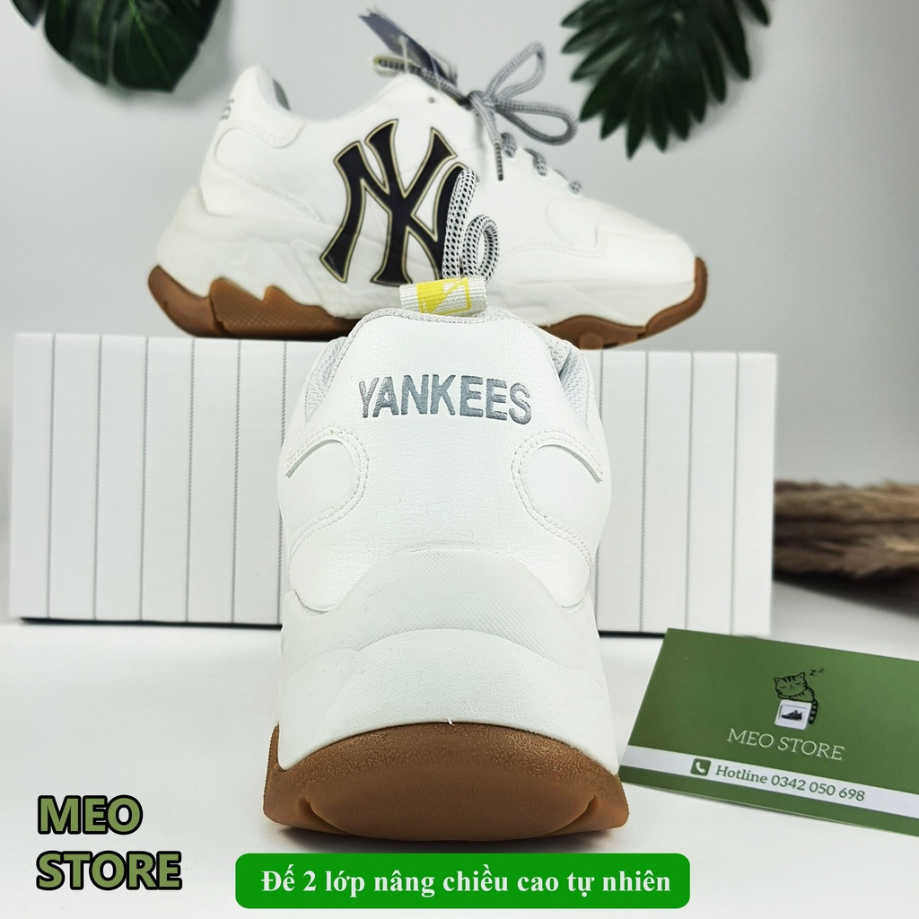 Giày_Mlb NY, Giày Thể Thao NY Đế Nâu Tách Hách Dáng Tăng Chiều Cao 5cm Bản Đẹp Full Hộp Xịn Và Phụ Kiện.