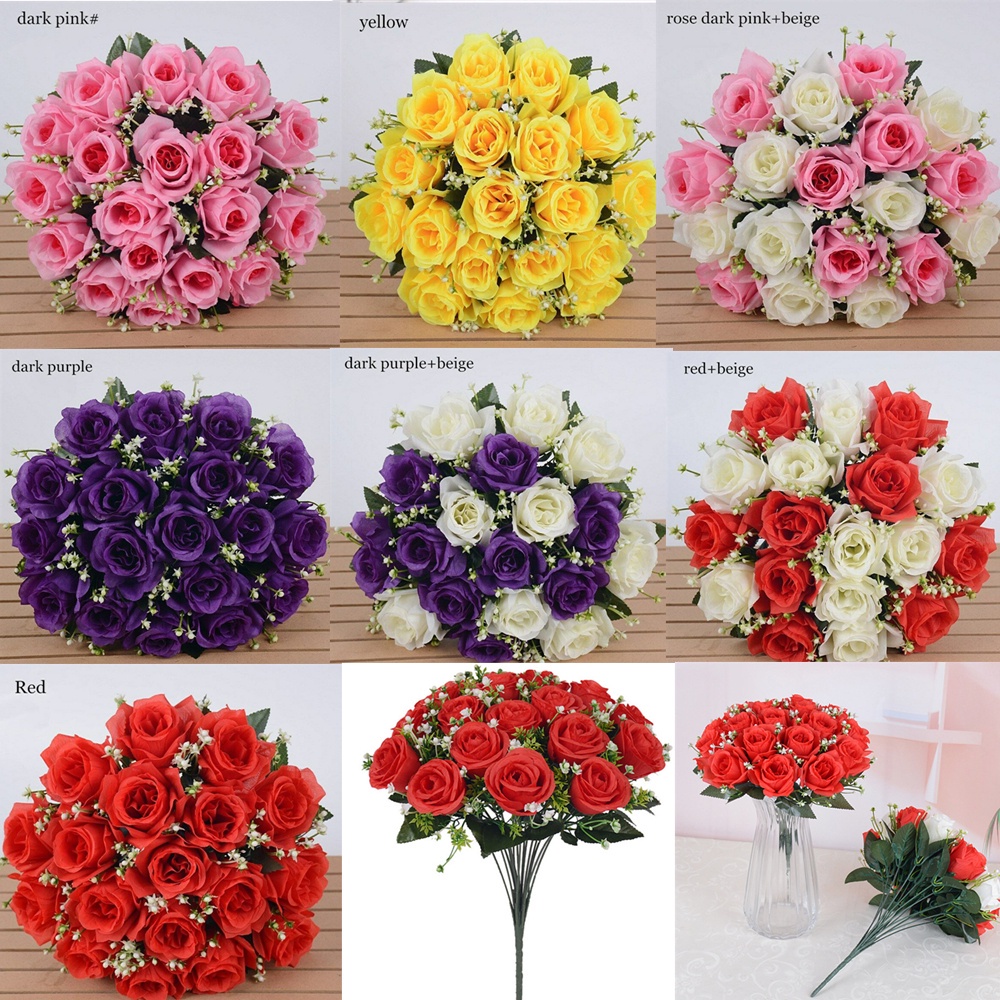 Bó Hoa Hồng Giả 18 Bông Trang Trí Tiệc Cưới JP5