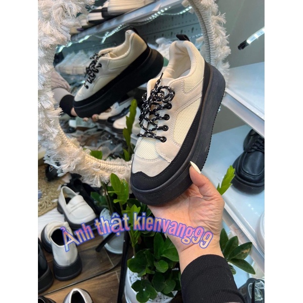 Giày thể thao nữ đế cao 5cm lưới thoáng lót bông siêu êm chân