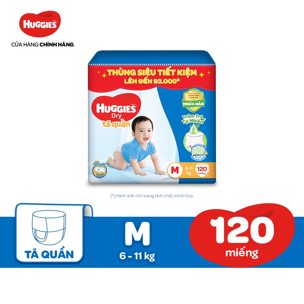 [HUGFEB15 -10% max 60k đơn 400k] Thùng tã quần Huggies Tràm Trà Tự Nhiên M60x2/L104 (M42x3/L38x3):M60x 2