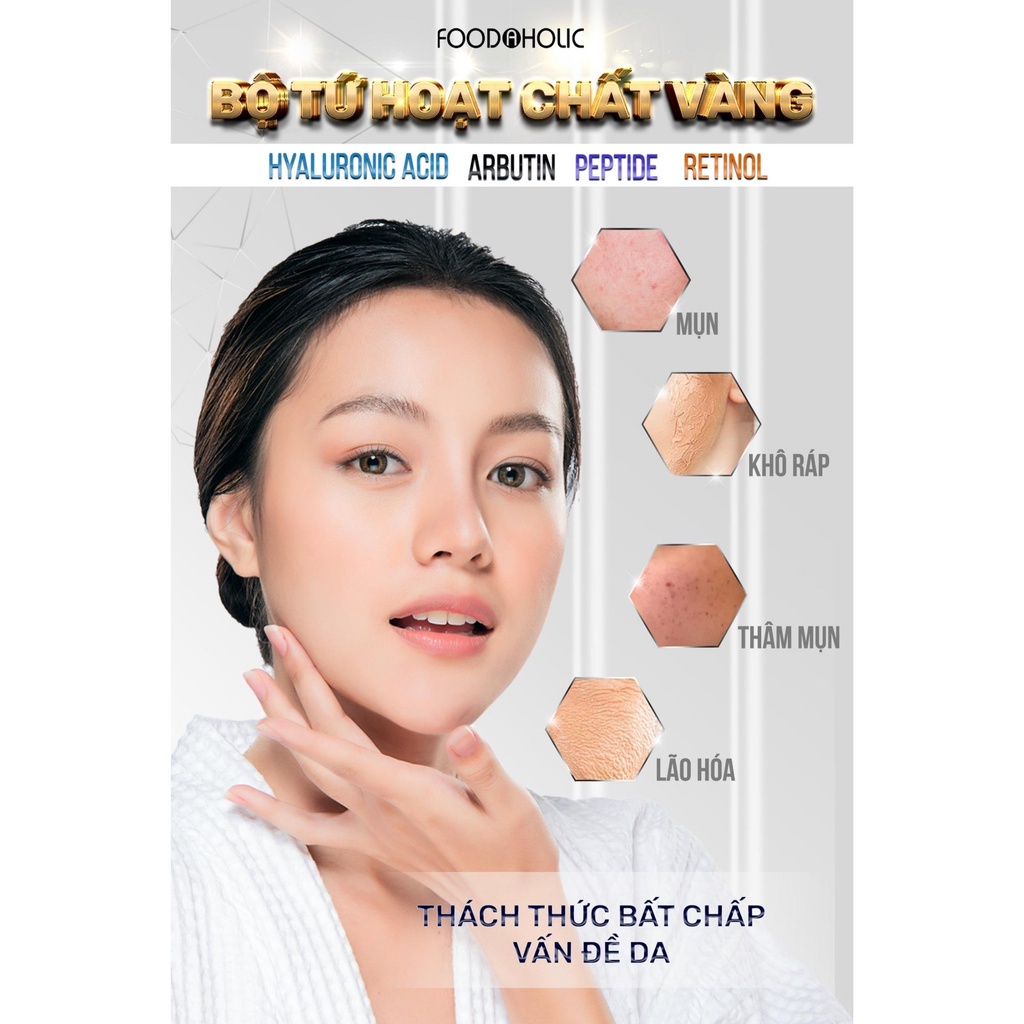 Combo 5 miếng Mặt nạ giúp trẻ hoá, lắp đầy vết nhăn Foodaholic Peptide Anti Wrinkle Mask 23ml - PEPTIDE