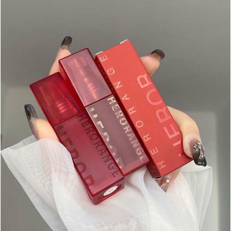 Son Kem Lì Nhung Mịn Không Thấm Nước Thiết Kế Vỏ Đỏ Herorange Lùn