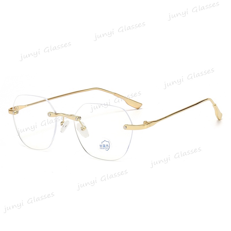 Mắt Kính Không Gọng Vuông Bằng Kim Loại Chống Tia Bức Xạ Chống Ánh Sáng Xanh Máy Tính Phong Cách Hàn Quốc Cho Nam Và Nữ