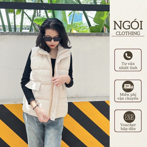 Áo Phao gile nữ Ngói Clothing có túi sườn form rộng áo ulzzang kiểu hàn Lady