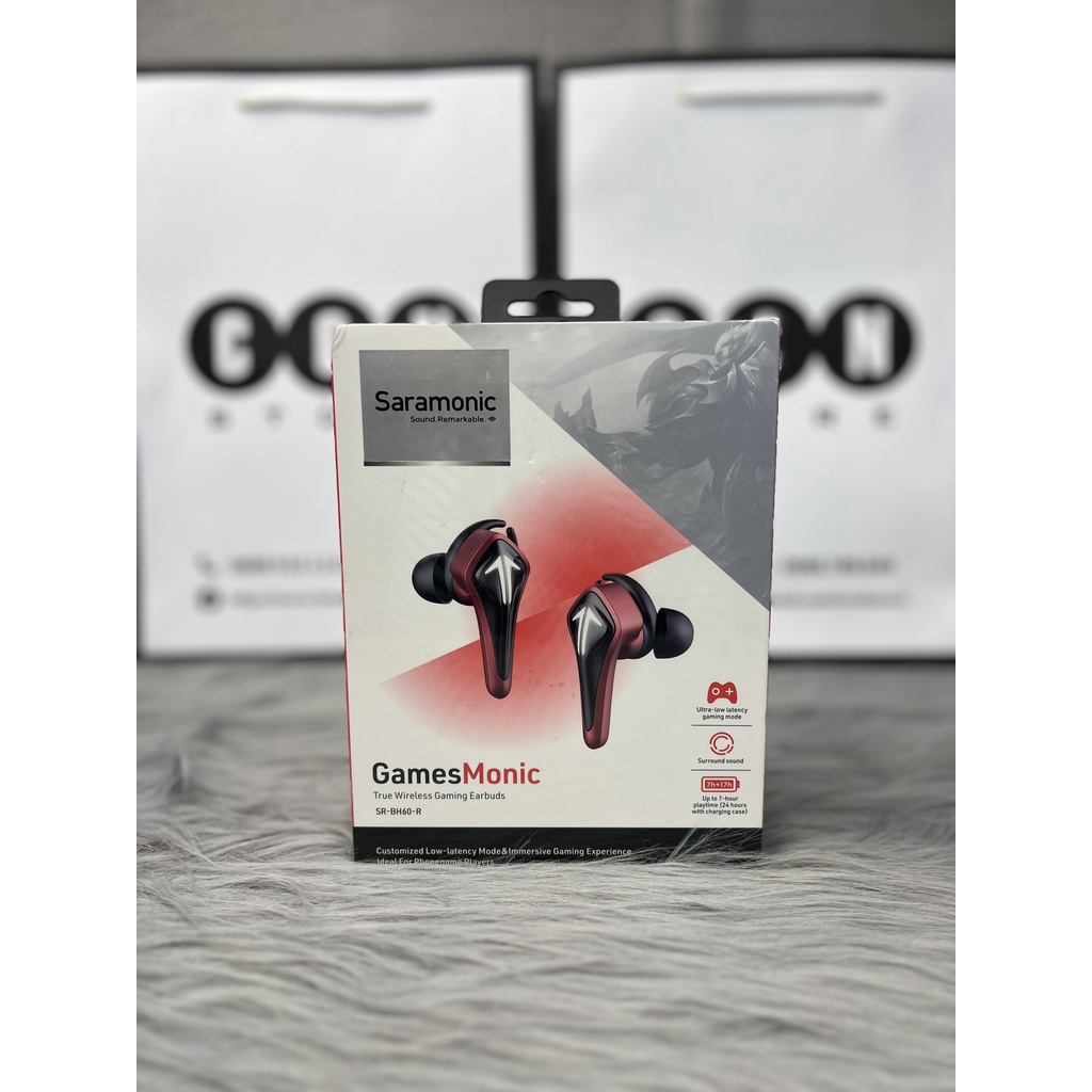 Tai nghe SARAMONIC SR-BH60 TRUEWIRELESS chính hãng, độ trễ siêu thấp, hỗ trợ kháng nước, thời gian nghe 7 tiếng