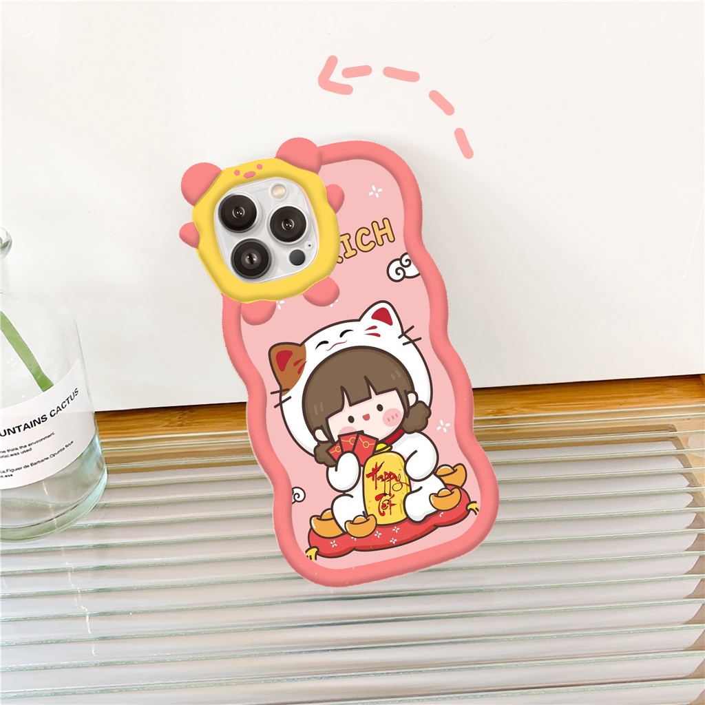Ốp iphone gấu viền sóng ốp tết girl cute vuông dẻo siêu xinh 7plus/8plus/x/xs/xs max/11/11pro max 12 13 14 promax plus