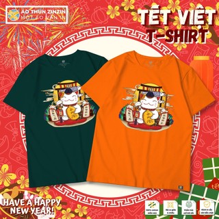 Áo thun tết mèo thần tài cổ tròn 100 phần trăm cotton 4 chiều mềm mịn, thoáng mát, thấm hút mồ hôi (mẫu 26)