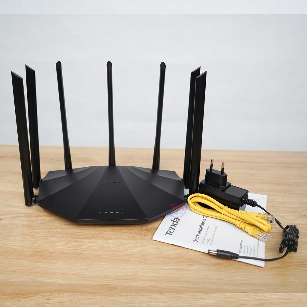 Bộ Phát Wifi Tenda AC23 - Hai Băng Tần - Tốc Độ 2100Mbps - 7 anten 6dbi Cho Khả Năng Phủ Sóng Mạnh Mẽ