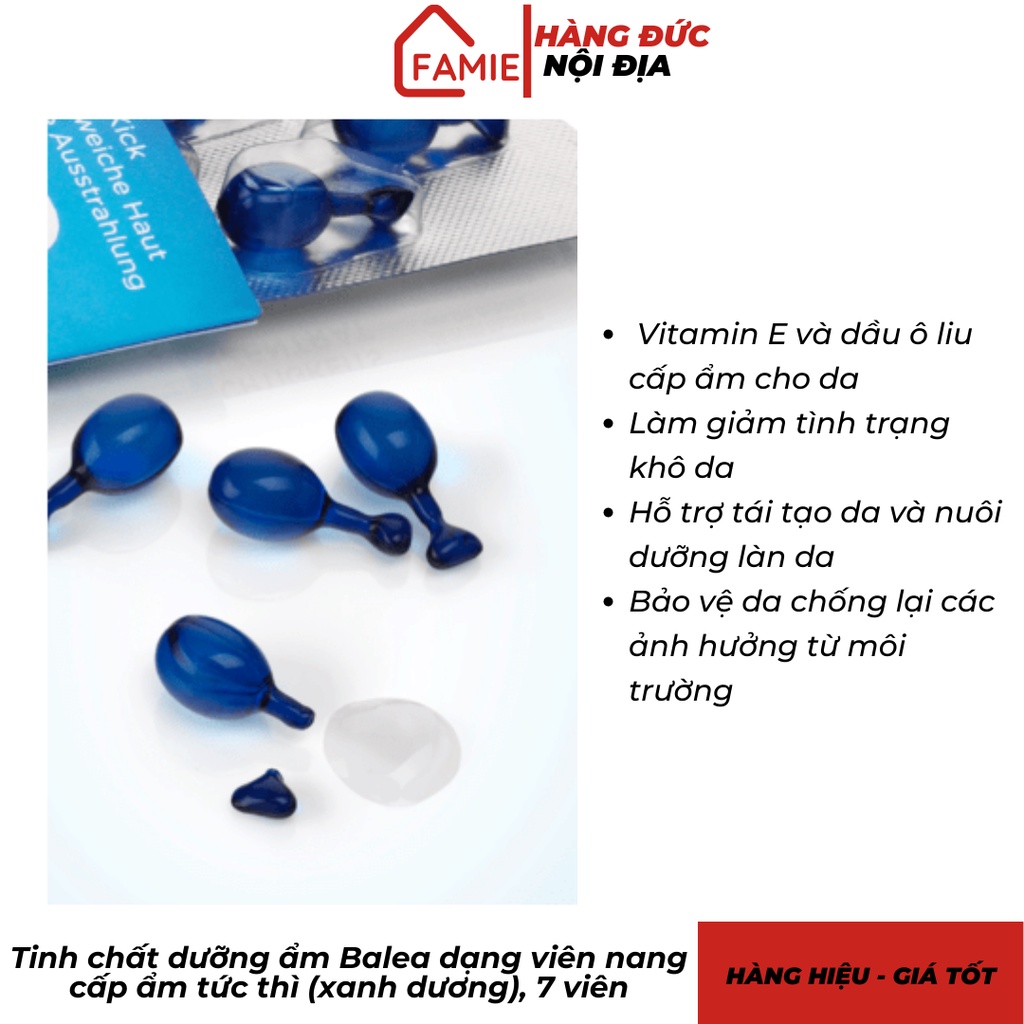 Tinh chất dưỡng ẩm Balea dạng viên nang cấp ẩm tức thì , 7 viên - Hàng Đức