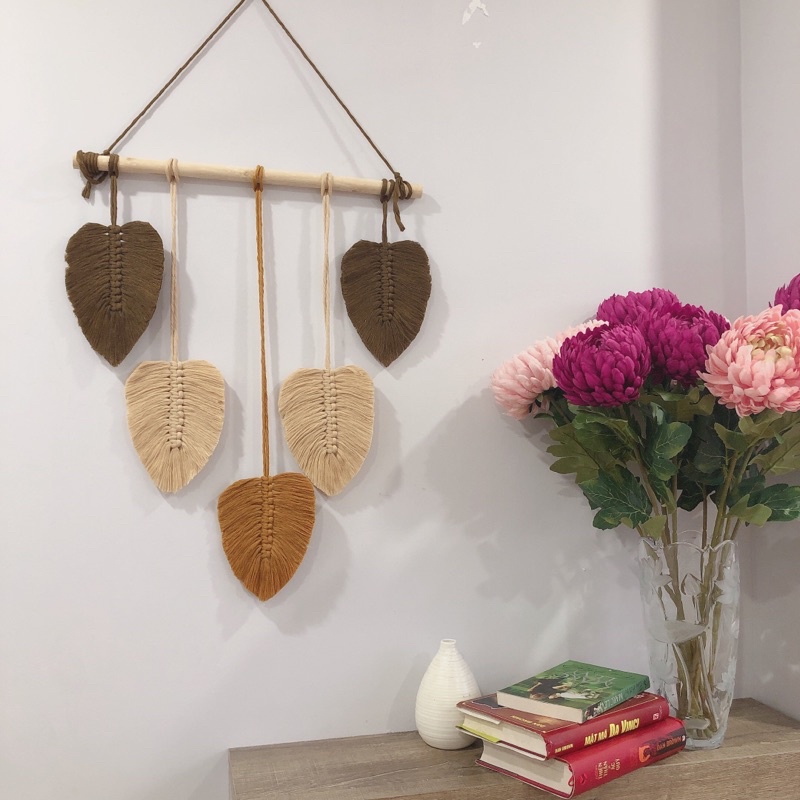 Mành treo tường lá macrame trang trí decor phòng