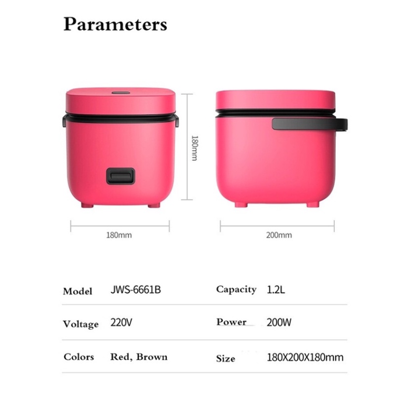Nồi cơm điện mini đa năng JIASHI 0,8L JWS-6661B  cho 1 đến 2 người NCD01