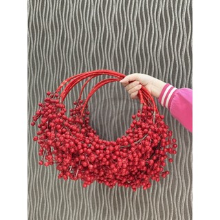 Vòng cành đào đông đỏ làm hoa hoa tết diy
