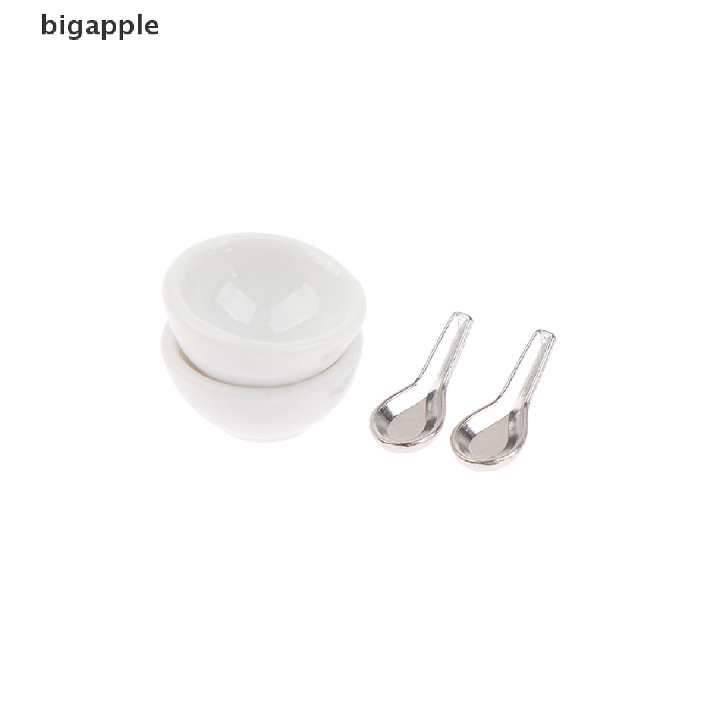 Set 4 Tô Muỗng Ăn Súp Mini Bằng Gốm Tỉ Lệ 1: 12 Dùng Để Trang Trí Nhà Búp Bê