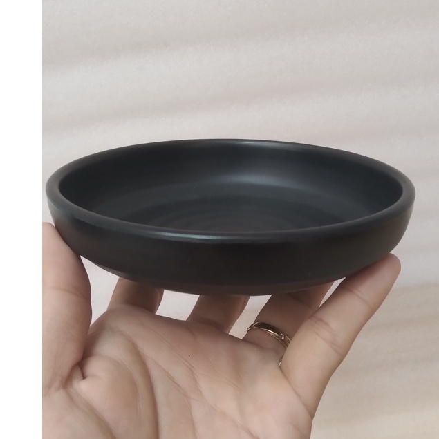 Dĩa tròn nhám đen gân sâu nhựa Melamine DGS 06N