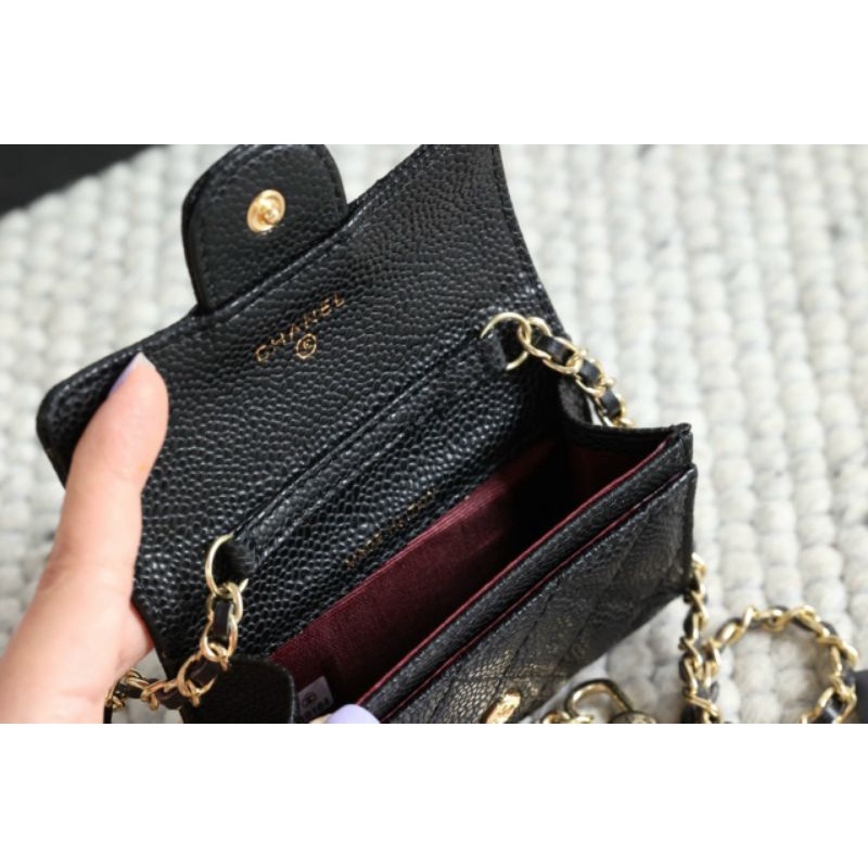 Túi đeo chéo mini dây logo sz12cm da thật cực chuẩn