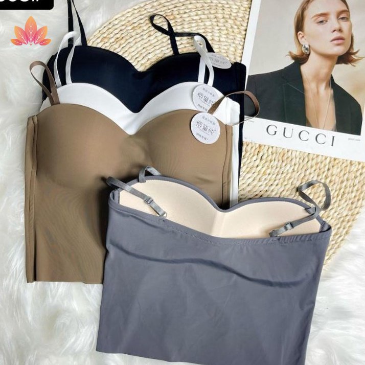 One Áo Hai Dây Có Mút Đệm Ngực Chất Liệu Lụa Lạnh Mỏng Thoải Mái Thời Trang JP5