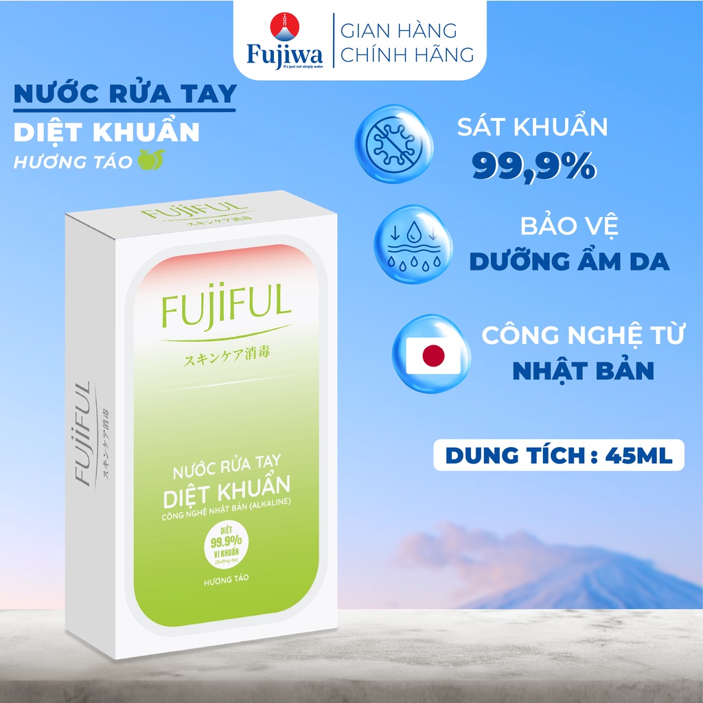 Nước rửa tay diệt khuẩn dưỡng da Fujiful hương Táo FUJIWA- chai 45ml