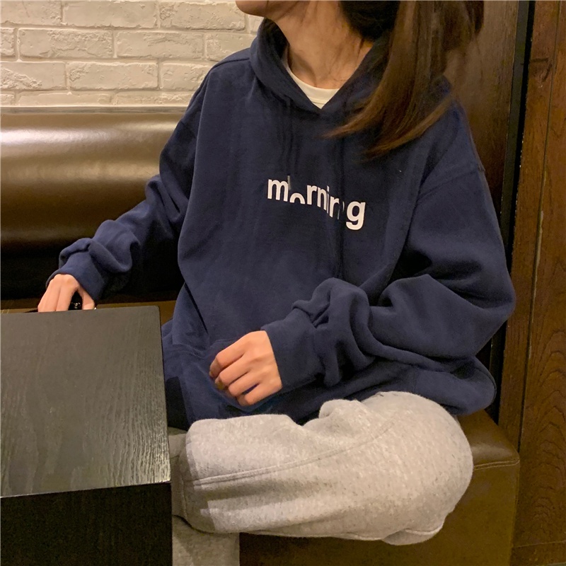 Áo hoodie SUXI tay dài dáng rộng phong cách thể thao năng động dành cho nữ