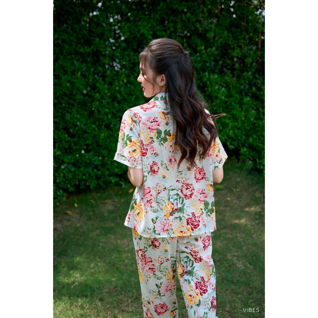 VIBES Đồ bộ Pijama dài Tea Rose in White