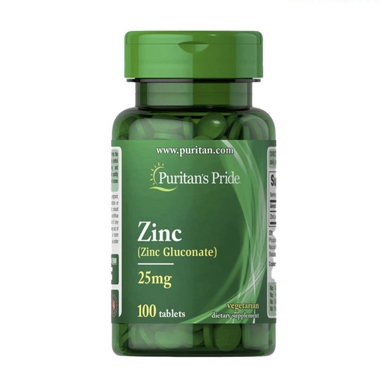 Viên uống bổ sung kẽm Puritan’s Pride Zinc Gluconate 25mg 100 Tablets