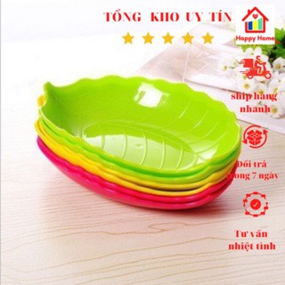 Đĩa phíp đựng hoa quả hình chiếc lá chứa bánh kẹo mứt đồ ăn vặt loại to Happy Home
