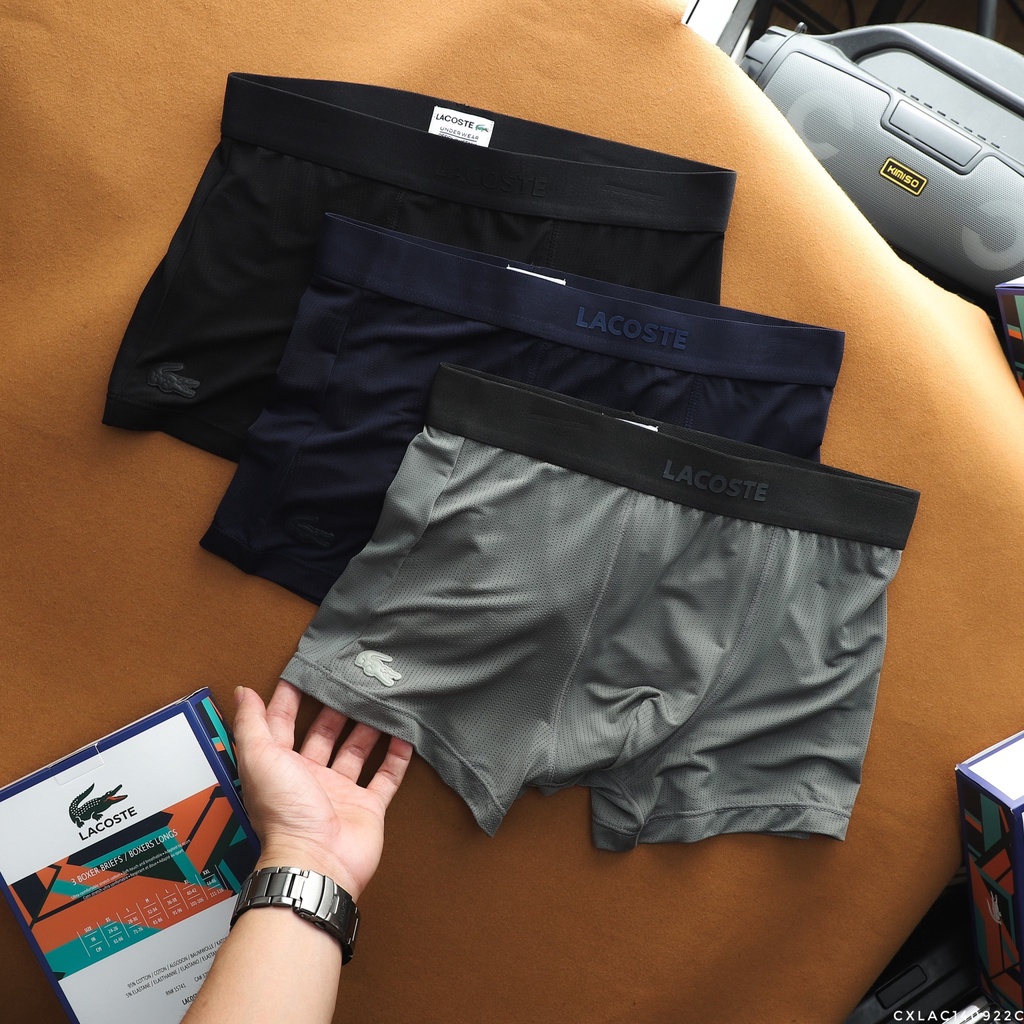 Quần Lót Boxer Nam Cao Cấp Thun Lưới LACOSTE Được Chọn Màu Có Big Size