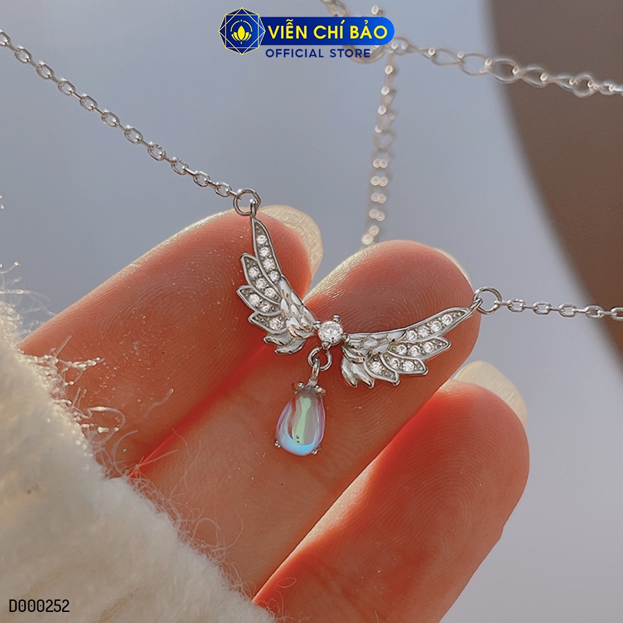 Dây chuyền bạc nữ cánh thiên thần đá mặt trăng chất liệu bạc 925 thời trang phụ kiện trang sức Viễn Chí Bảo D000252