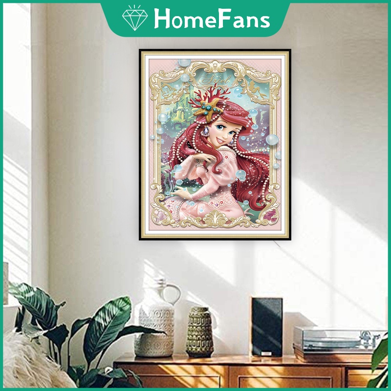 Bộ Tranh Đính Đá 5D Tự Làm Hình Công Chúa Disney 40x50cm Trang Trí Nhà Cửa