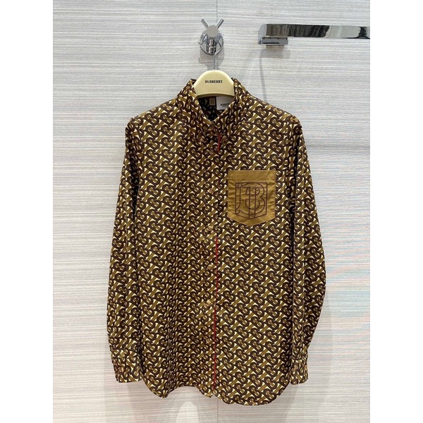Áo sơ mi dài tay unisex hoạ tiết logo Burberry BBR 2022 cao cấp