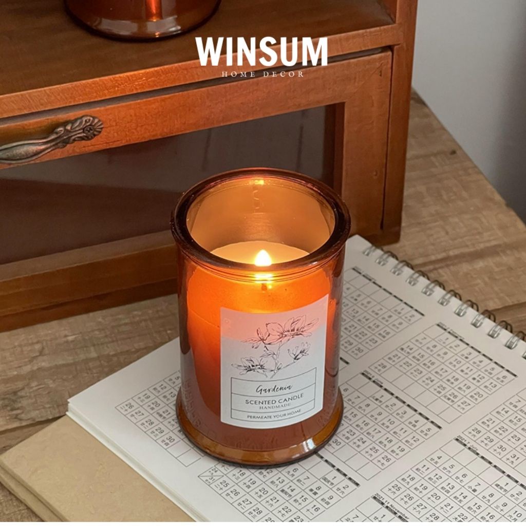 Nến thơm tinh dầu thiên nhiên lọ thuỷ tinh có nắp, decor Giáng sinh - winsum