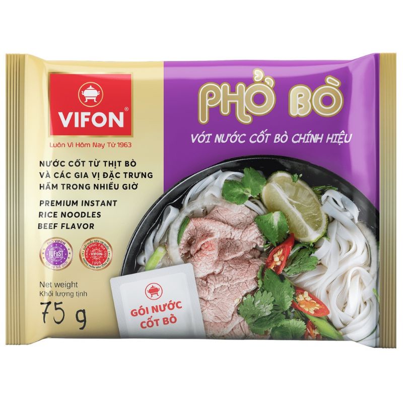 (Bao bì mới) Phở Vifon bò / gà có gói nước nốt bò chính hiệu 75g (đủ 2 vị best seller)