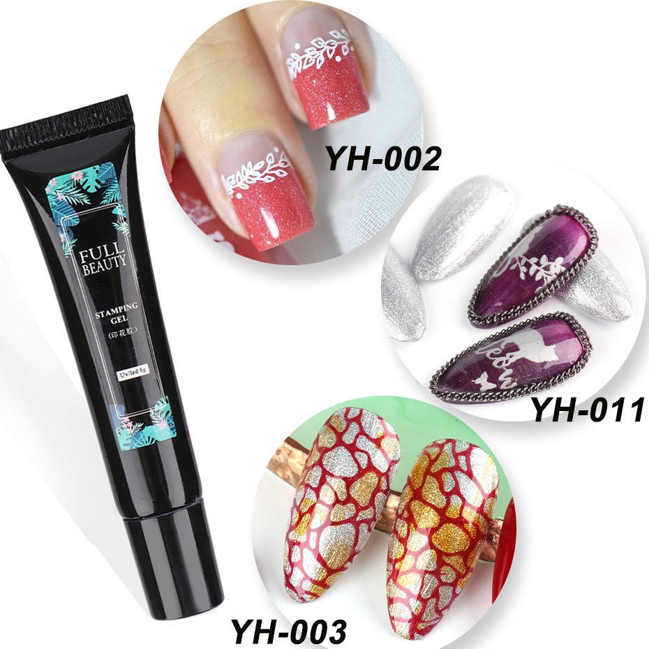 Gel Sơn Móng Tay 8ml Màu Đen / Trắng / Vàng In Họa Tiết Độc Đáo