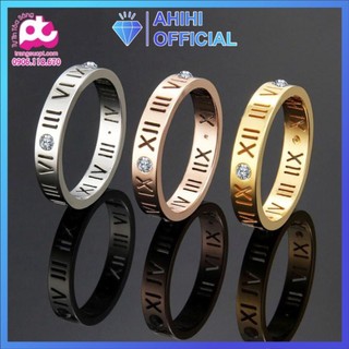 Nhẫn titan nữ số la mã cách điệu cao cấp thép không gỉ titanium