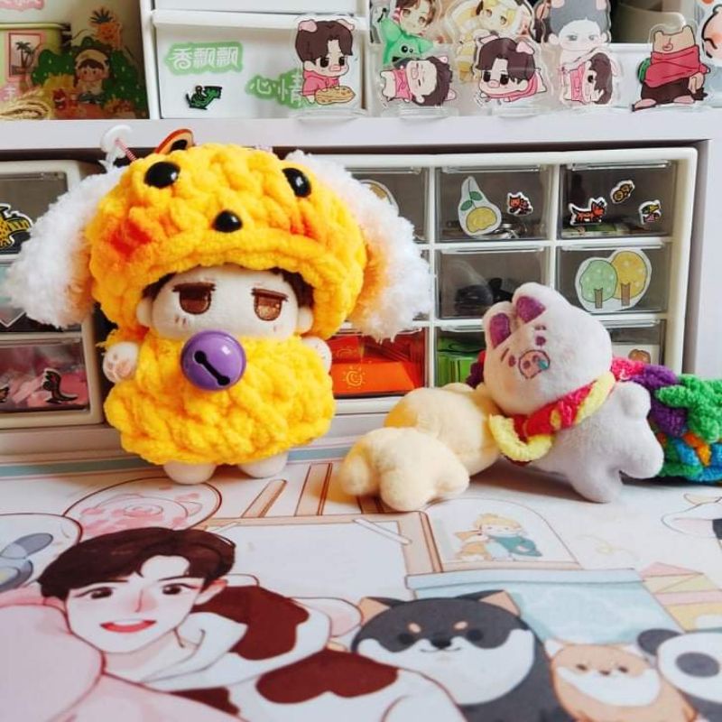 Outfit Cún Con Cho Doll 10cm Có Sẵn Free Đánh Má Hồng Tặng Kèm Chuông