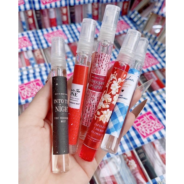 Xịt bodymist nước hoa nam nữ set 5 chai 10ml kèm túi giấy