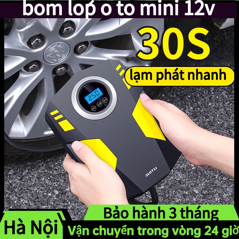 Máy bơm lốp ô tô mini 12v , máy nén khí tự động kỹ thuật số 150psi, tự động ngắt khi đủ áp suất, đo áp suất lốp