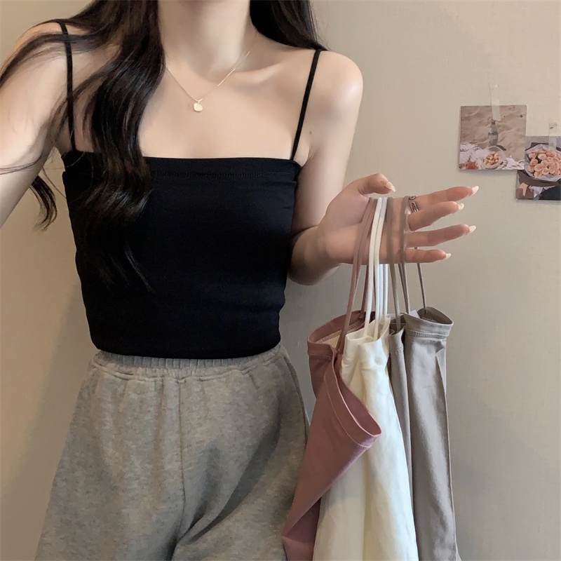 NRVP Áo Tank Top Đơn Co Giãn Phong Cách Hàn Quốc Mới Với Đệm Lót