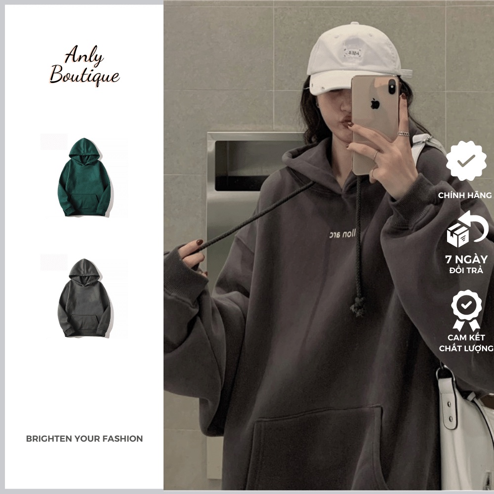 Áo Hoodie xanh from rộng , áo nỉ có mũ unisex street style chất vải nỉ bông dày dặn nam nữ phong cách basic - HD02