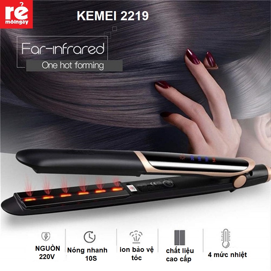 Máy kẹp, duỗi, ép tóc,uốn cúp xoăn lọn đa năng KEMEI MK-2219 Bán chạy số 1