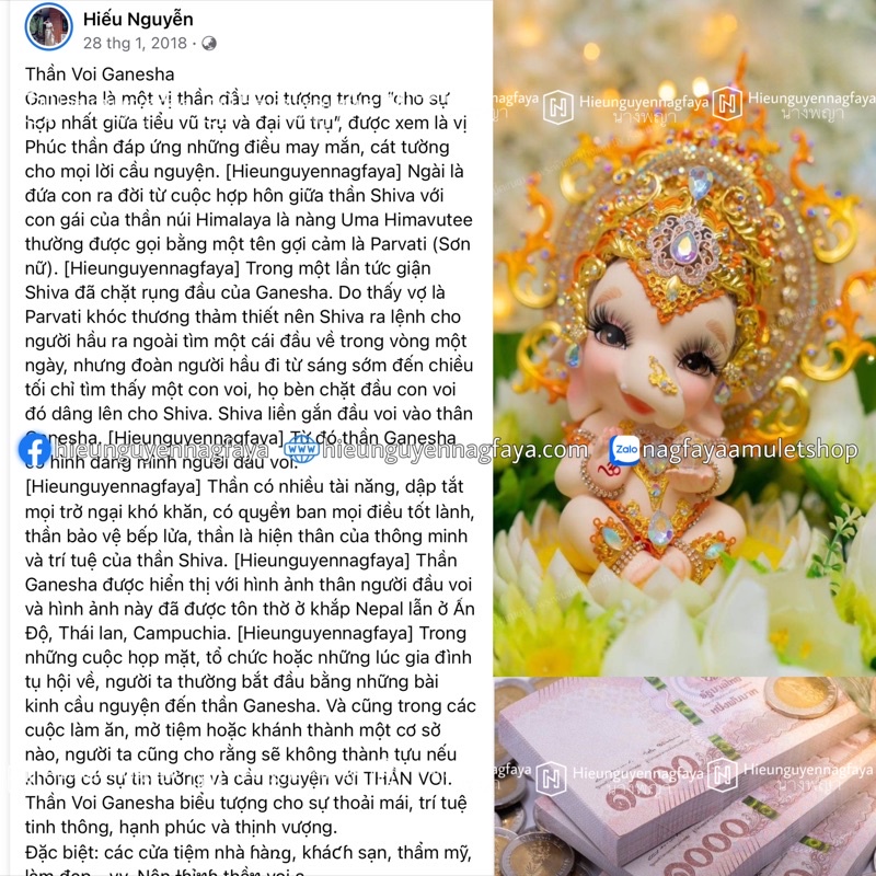 Mặt đeo Thần Voi Ganesha Thái Lan - Xi Mạ