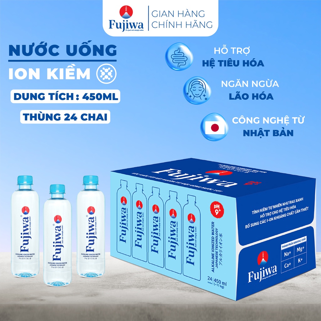 Nước uống ion kiềm Fujiwa 450ml – Thùng 24 chai