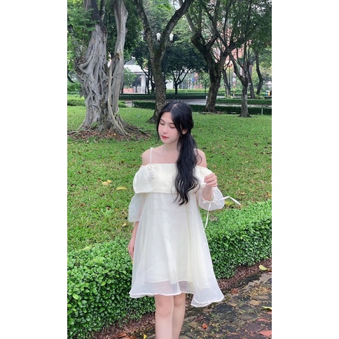 VÁY / ÁO VÁY TRỄ VAI VOAN 2 LỚP KÈM TAG ĐÁ